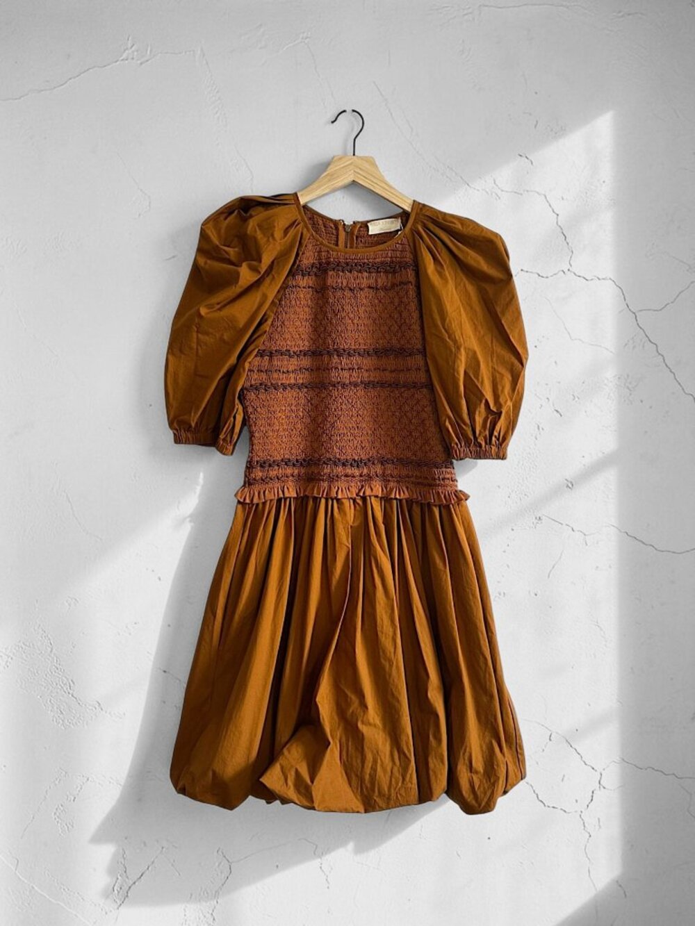 Ulla Johnson Kali Dress, Smock Bodice‎ Cotton Bubble Hem  Size 4,  NWT